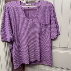 Zenana Outfitters Lavender Waffle Knit Tee